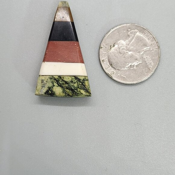 Vintage native american inlaid multi stone bead dangle pendant - Picture 6 of 6